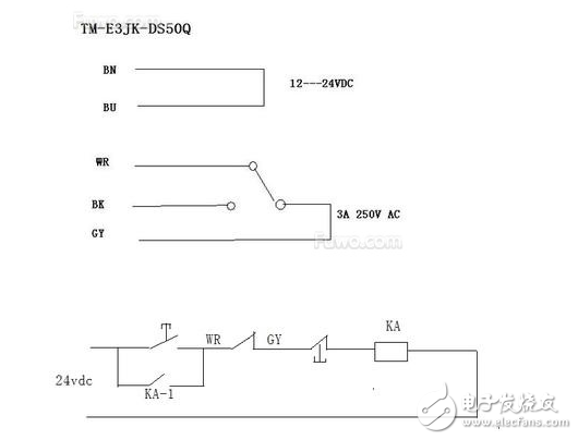 5线光电开关与接触器接线图